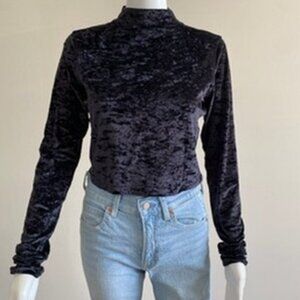 Lululemon All Aligned Mock Neck Long Sleeve Cropped Top Crushed Velvet